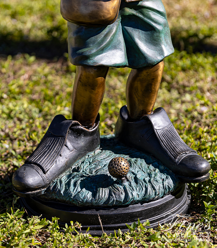 Bronze Statues  - Child Golfer Swings Dads Club - BS-1744